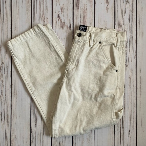 White/cream BDG carpenter style white paint splatter jeans - Picture 4 of 8